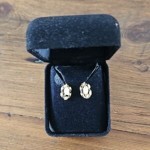 Vintage Gold Oval Earrings - Vintage Gold And Natural Real Fresh Pearl